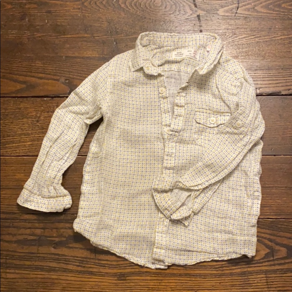 Yellow and blue Zara boys buttoned collar shirt